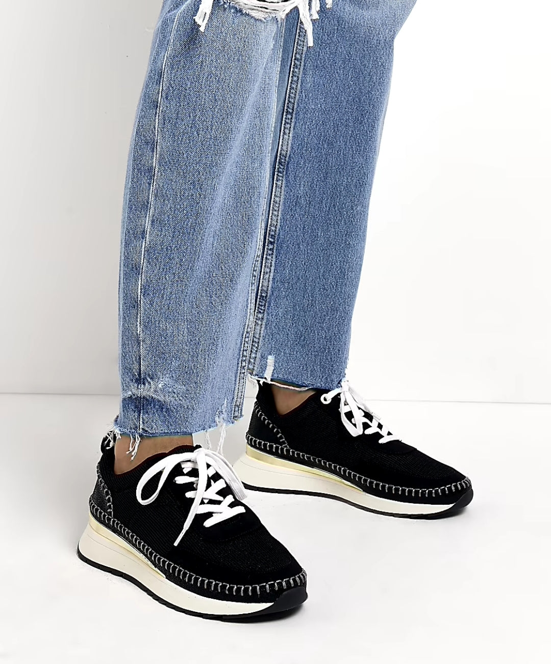 Riverisland Black Stitch Sneakers