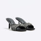 Riverislana Black Mid Heel Mule