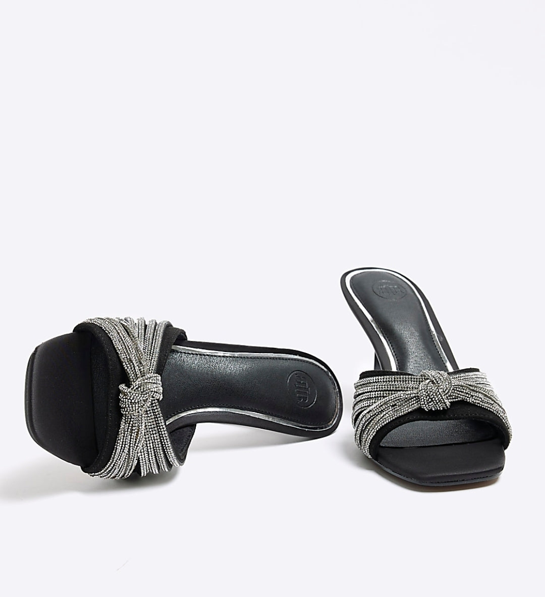 Riverislana Black Mid Heel Mule