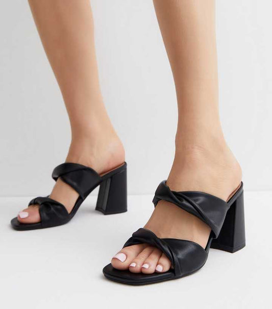 Newlook Black Twist Mid Heel Mule