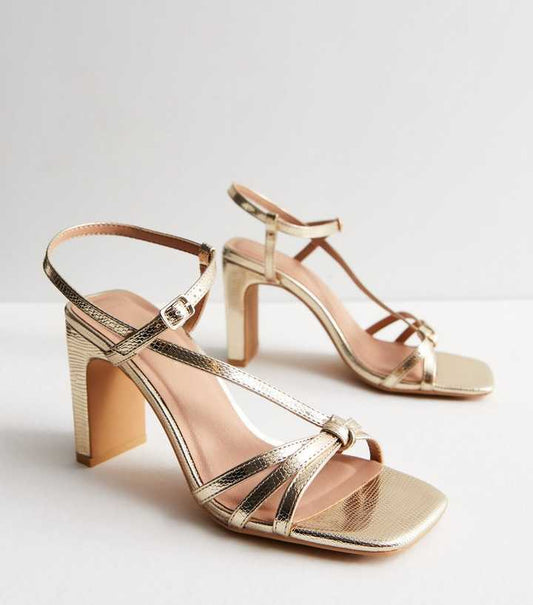 Newlook Gold Slender Heel Sandals