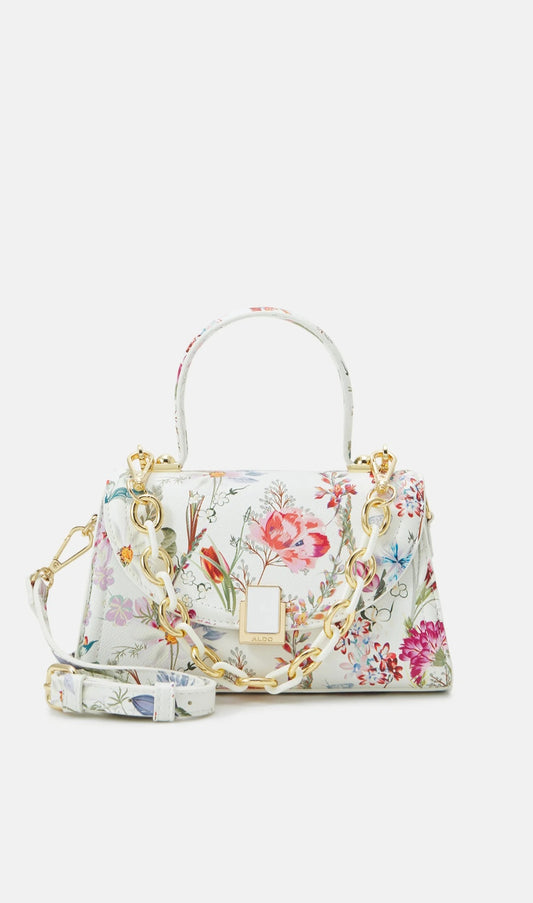 Aldo White Floral Side Bag