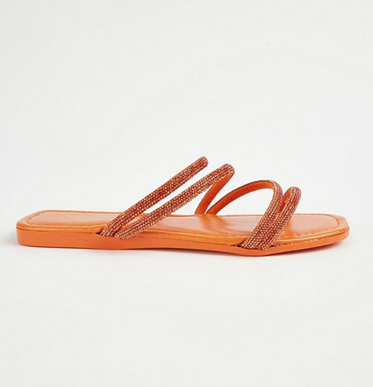 George Orange Diamante Embellished Slippers