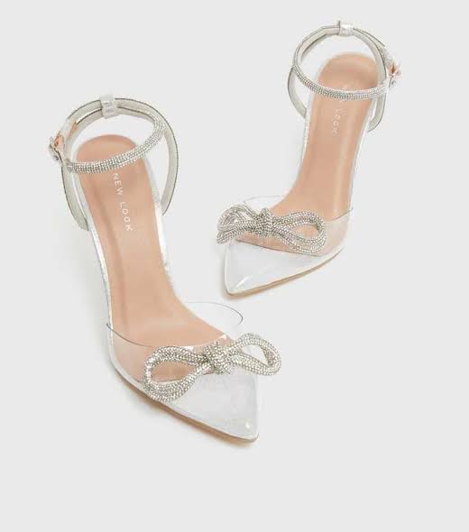 Newlook Silver Bow Perspex Heel