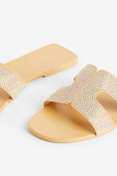 H&M Nude Embeliished Slippers