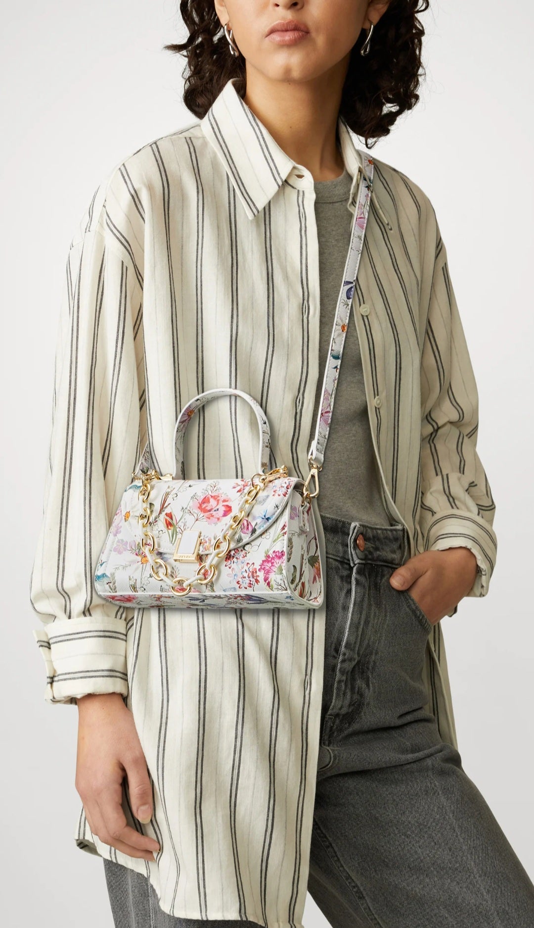 Aldo White Floral Side Bag