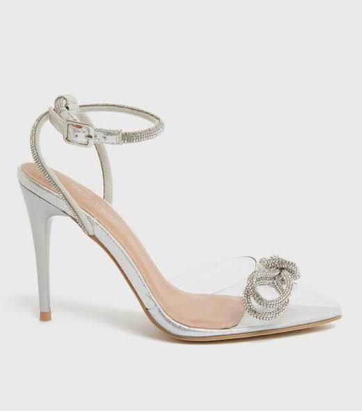 Newlook Silver Bow Perspex Heel