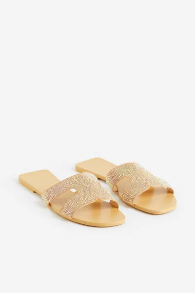 H&M Nude Embeliished Slippers