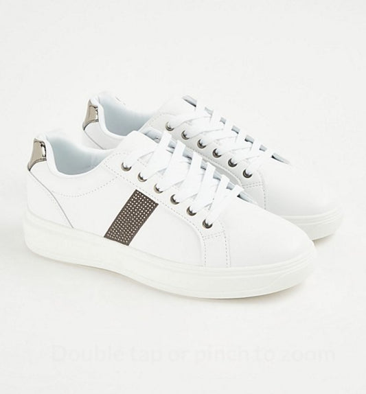 George White Diamante Embellished Sneakers