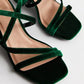 Newlook Green Velvet Mid Heel Sandal