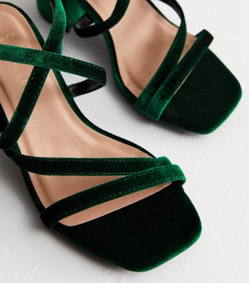 Newlook Green Velvet Mid Heel Sandal