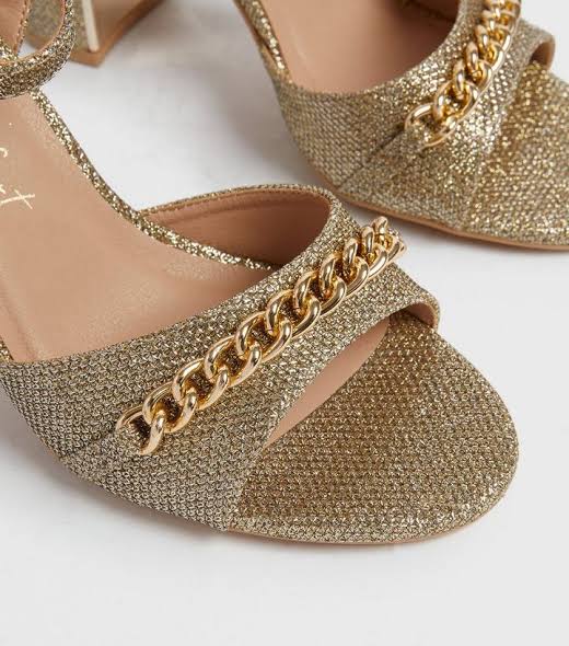 Newlook Gold Glitter Heel