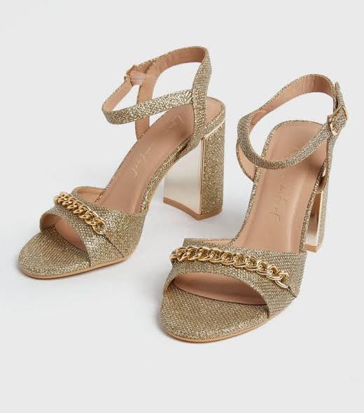 Newlook Gold Glitter Heel